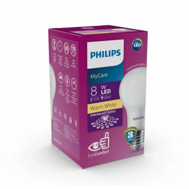 Lampu Philips LED Bulb Bohlam LED 8 Watt 3000K 8W 8watt