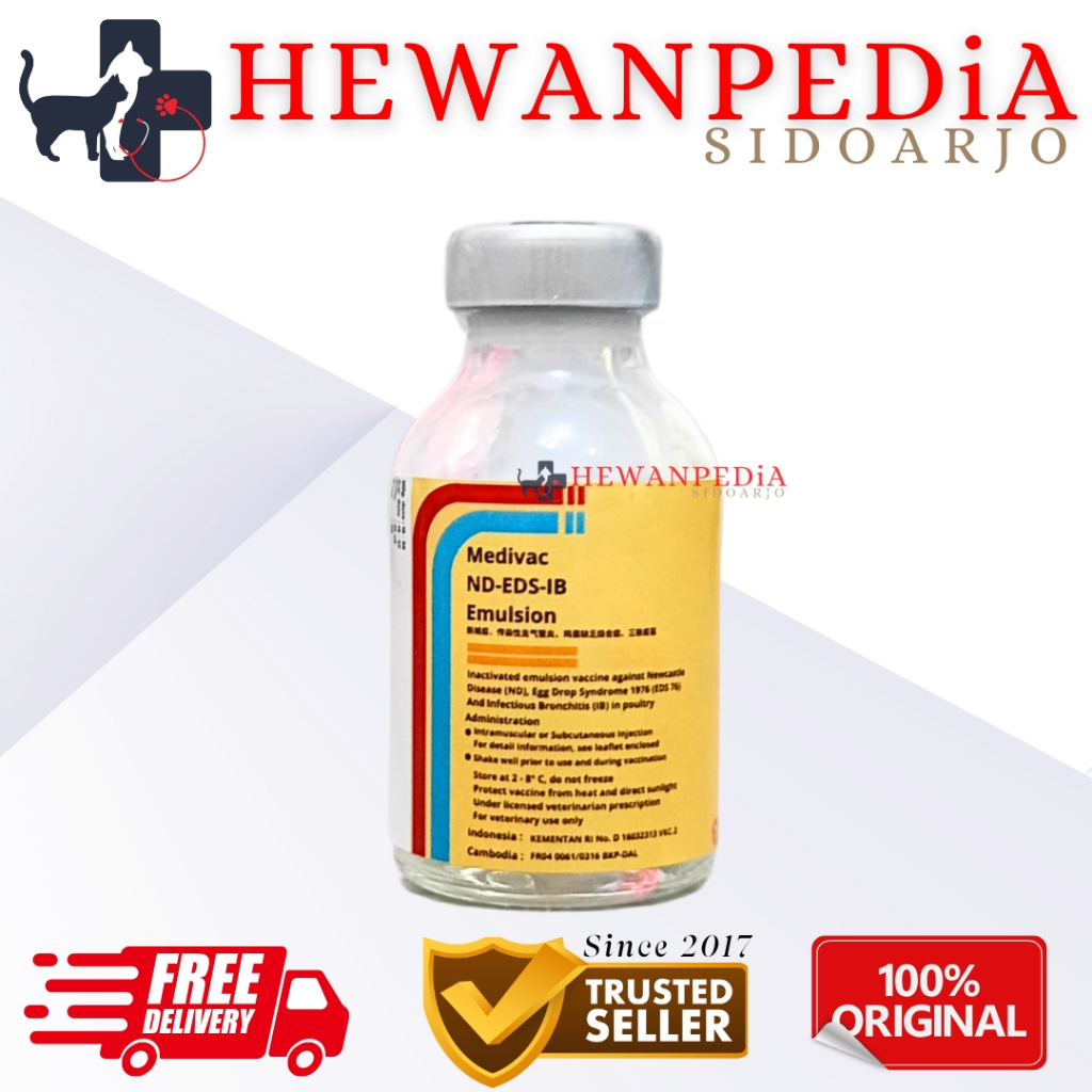 VAKSIN ND EDS IB EMULSION REPACK DOSIS 20 EKOR 10 ML - Vaksin Ayam Mencegah Tetelo Serta Cacat Pada 