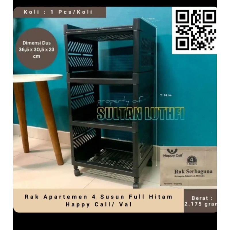 Rak apartemen 4susun full hitam happy call