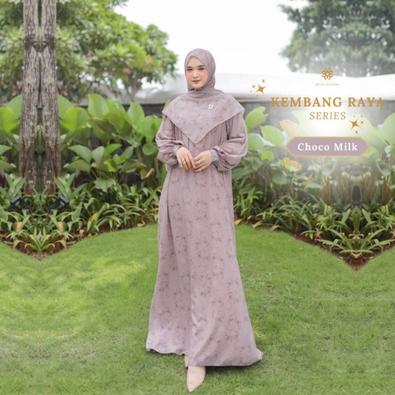 gamis dewasa kembang raya+ pasmina by meilee