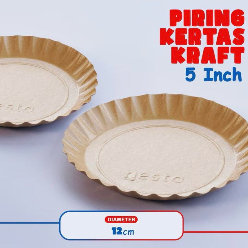 Piring Kue Kecil Kertas Coklat Kraft Isi 10 Pcs