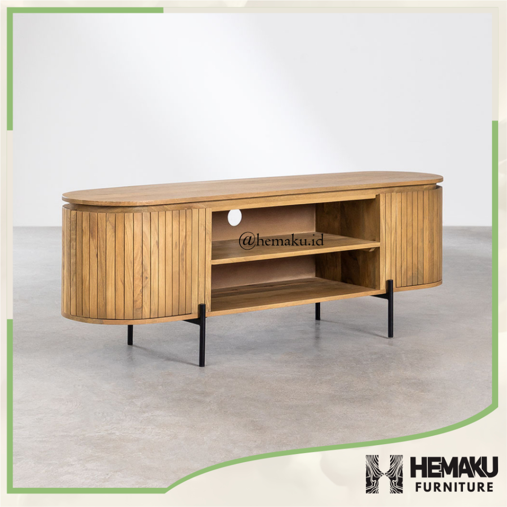 Sideboard Cabinet minimalis kayu jati kaki besi