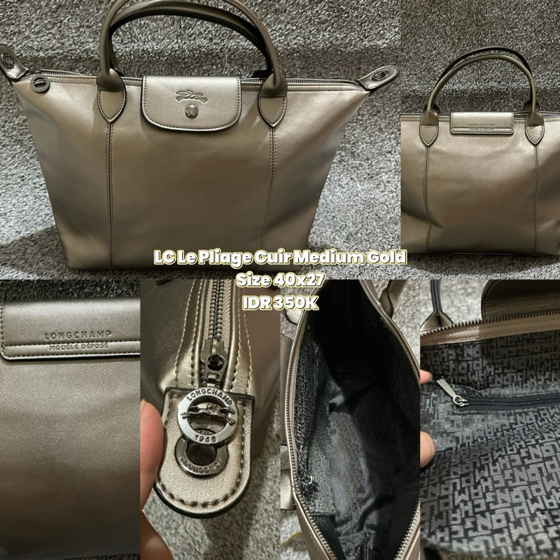 LC Le Pliage Cuir Medium Gold Preloved