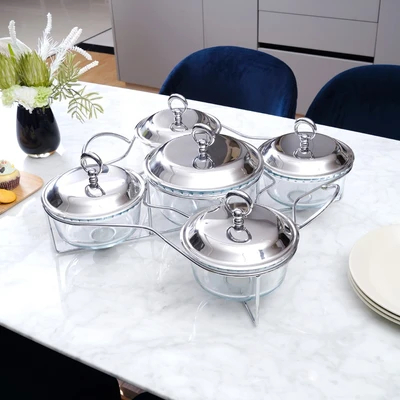 Delicia Set 5 Pcs Ringo chafing dish / tempat prasmanan / pemanas wadah saji makanan Food Warmer