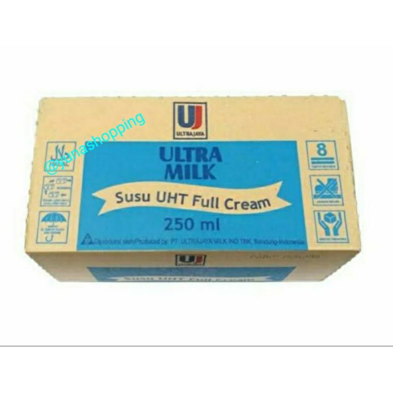 

Ultra susu full cream 1 karton isi 24 pc @250 ml