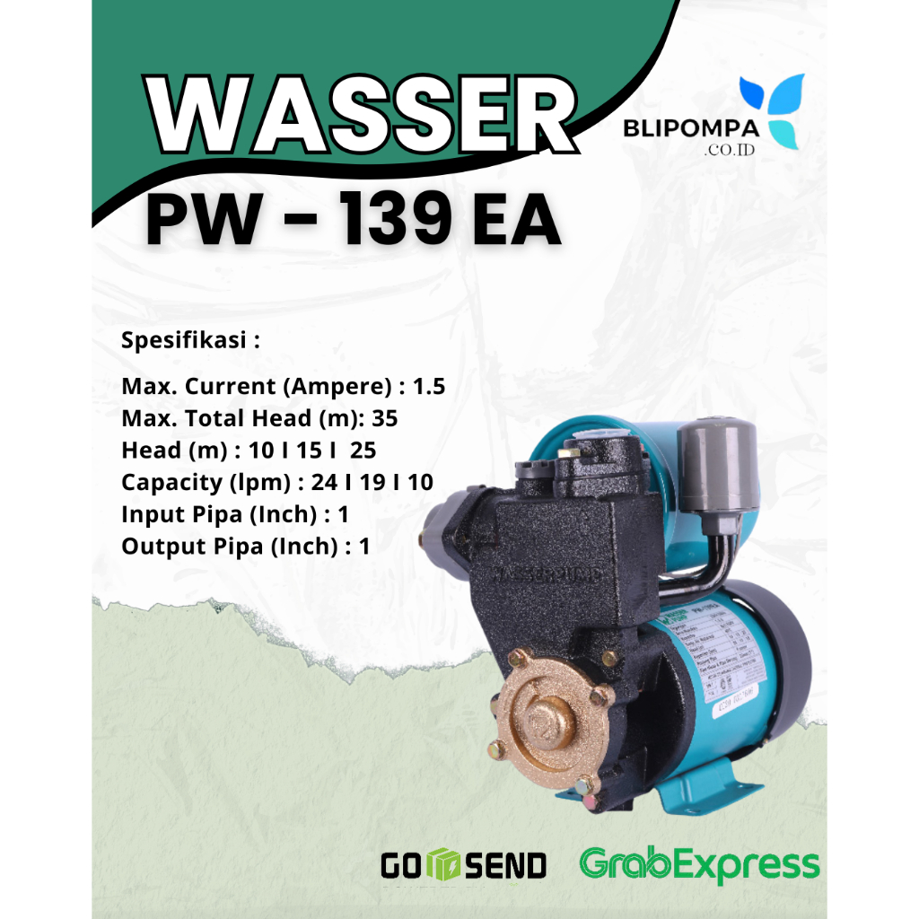 POMPA AIR SUMUR DANGKAL WASSER PW139 EA - SUMUR DANGKAL