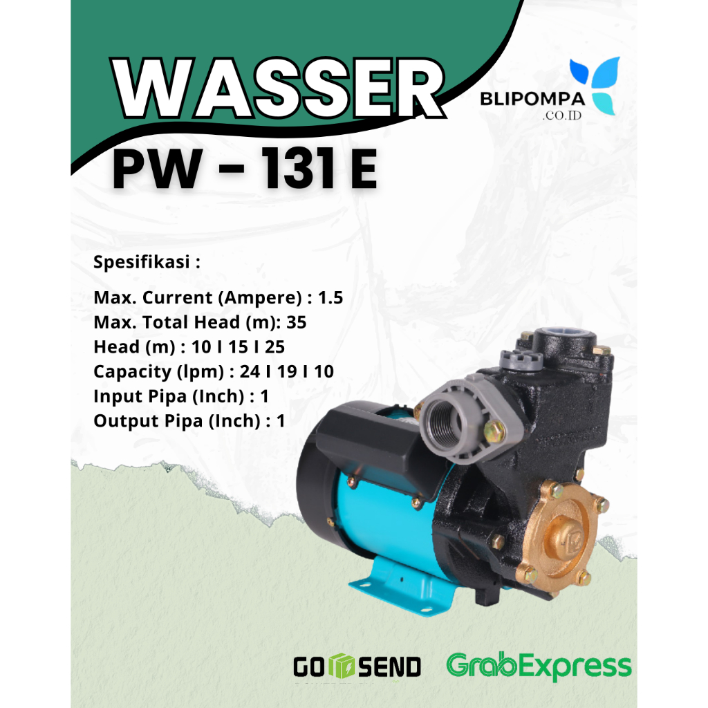 POMPA AIR SUMUR DANGKAL WASSER PW 131 E - SUMUR DANGKAL