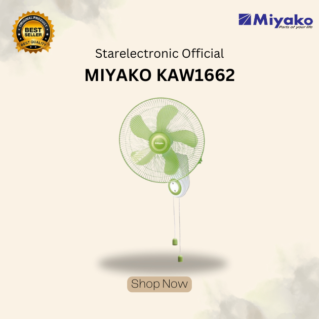 KIPAS ANGIN  MIYAKO KAW 1662 WALL FAN/KAW-1662/KAW 1662/KAW1662/ORIGINAL BERGARANSI RESMI MIYAKO