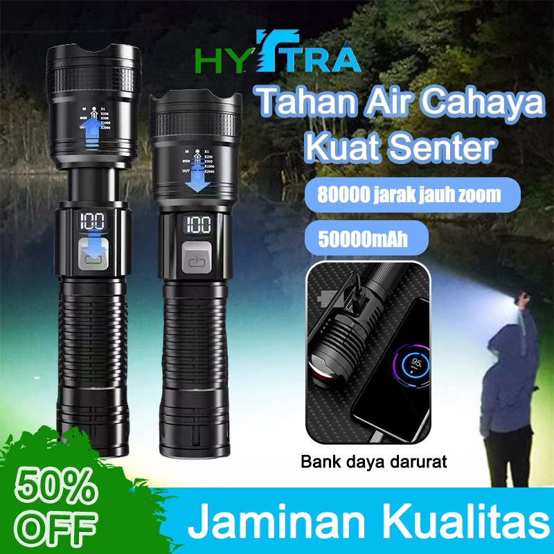 80000 Jarak Jauh Zoom Putar Senter Led Senter Swat Police Terbaik Senter Tahan Air Tahan Lama