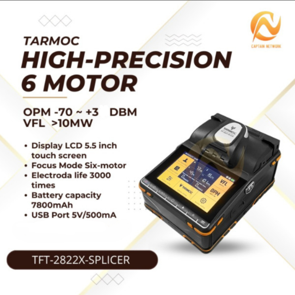 Tarmoc TFT-2822X-SPLICER | 6 Motor Fiber Optic Fusion Splicer Alat Splicing