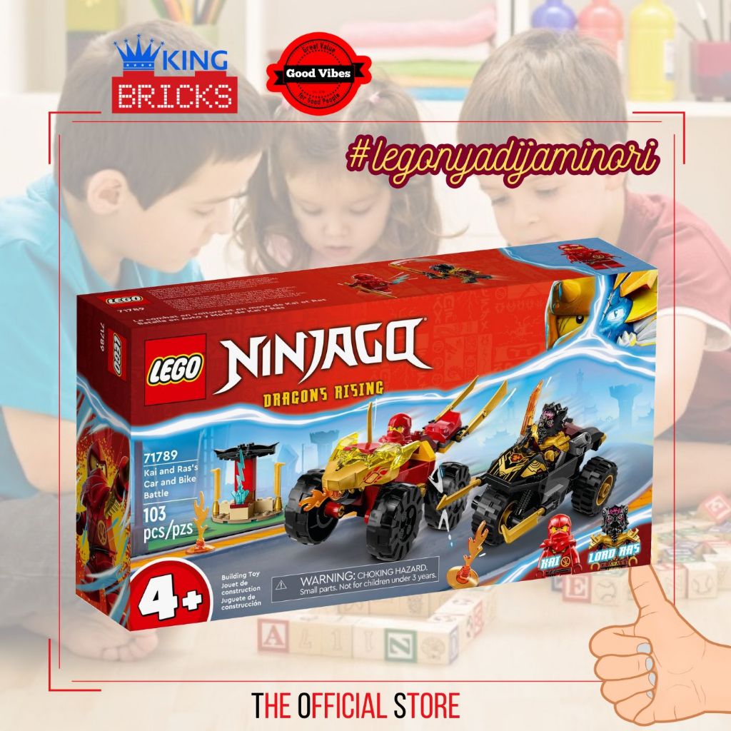 LEGO Original NINJAGO 71789 Kai and Ras Car and Bike Battle - Mainan Anak Edukasi Ninja Legacy Core 