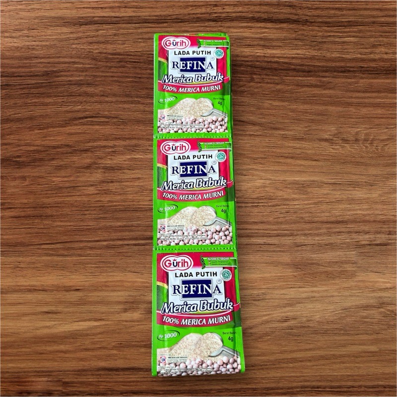 

Gurih Refina lada putih 100% merica murni 4g X 12saset