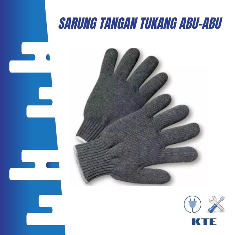 Sarung tangan kain abu-abu untuk tukang, berkebun, dll