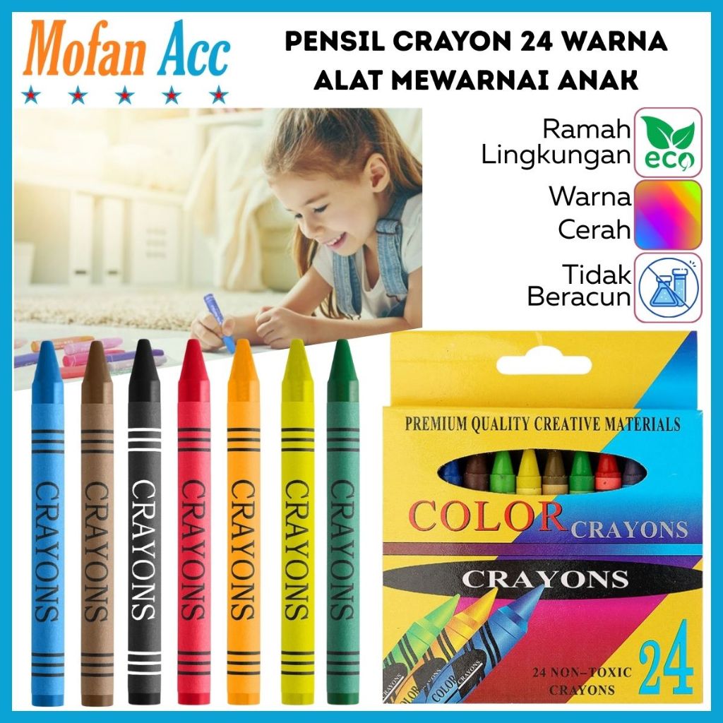 

Pensil Crayon Isi 24 Warna - Alat Menggambar Dan Mewarnai Set 24pcs Color Crayons Pencil 24in1 Krayon Hadiah Kado Ulang Tahun Anak Souvenir Goody Bag Gift Kids