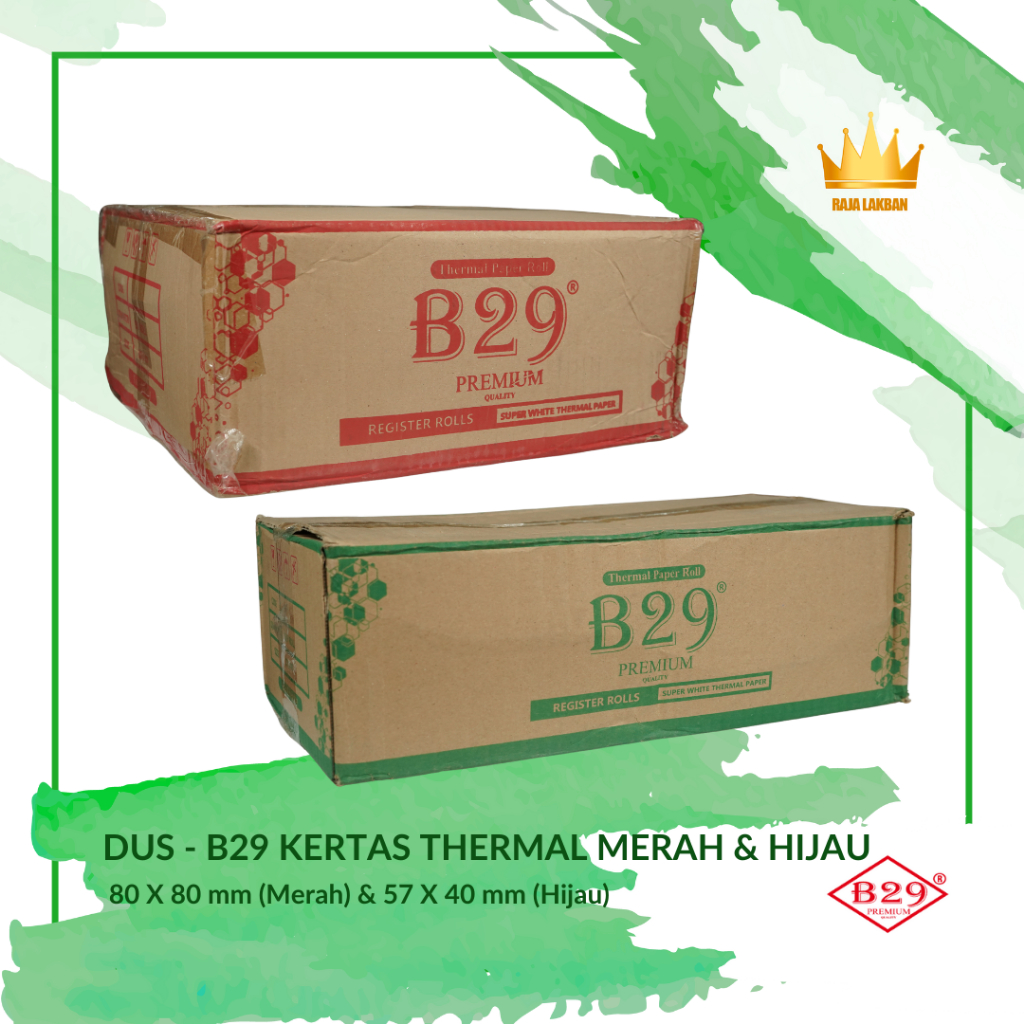 

Kertas Thermal Struk Kasir EDC B29 Roll Merah 80x80 mm dan Hijau 57x40 mm - Dus