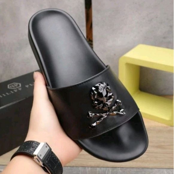 sandal pria philipp plein sendal cowok pp selop slip on slippers slide