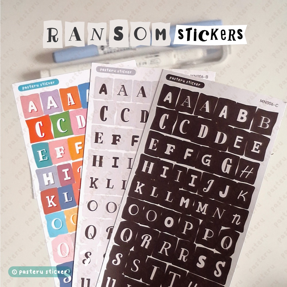 

PASTERU STICKER Mini Ransom Alphabet Sticker Sheet / Stiker Jurnal Huruf Alfabet
