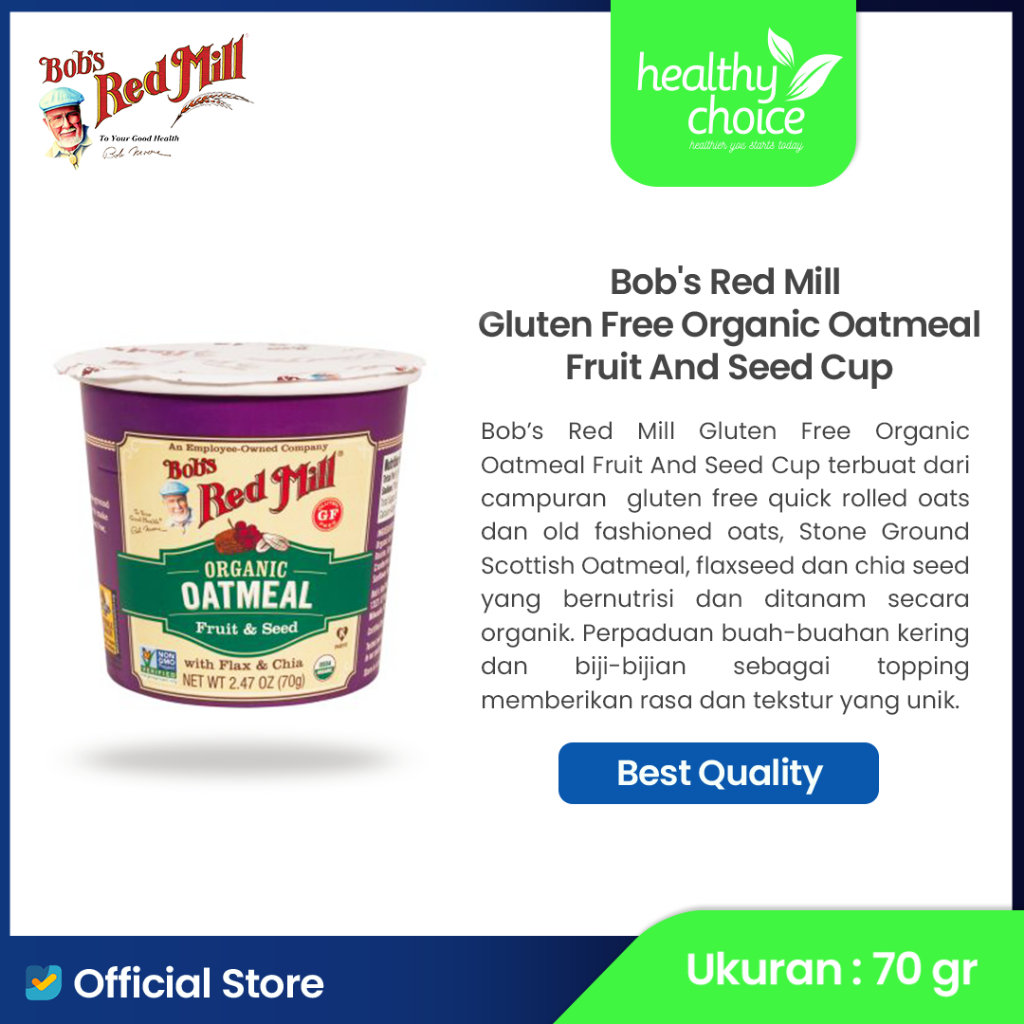 

Bob's Red Mill Gluten Free Organic Fruit And Seed Oatmeal Cup 12/2.47 Oz