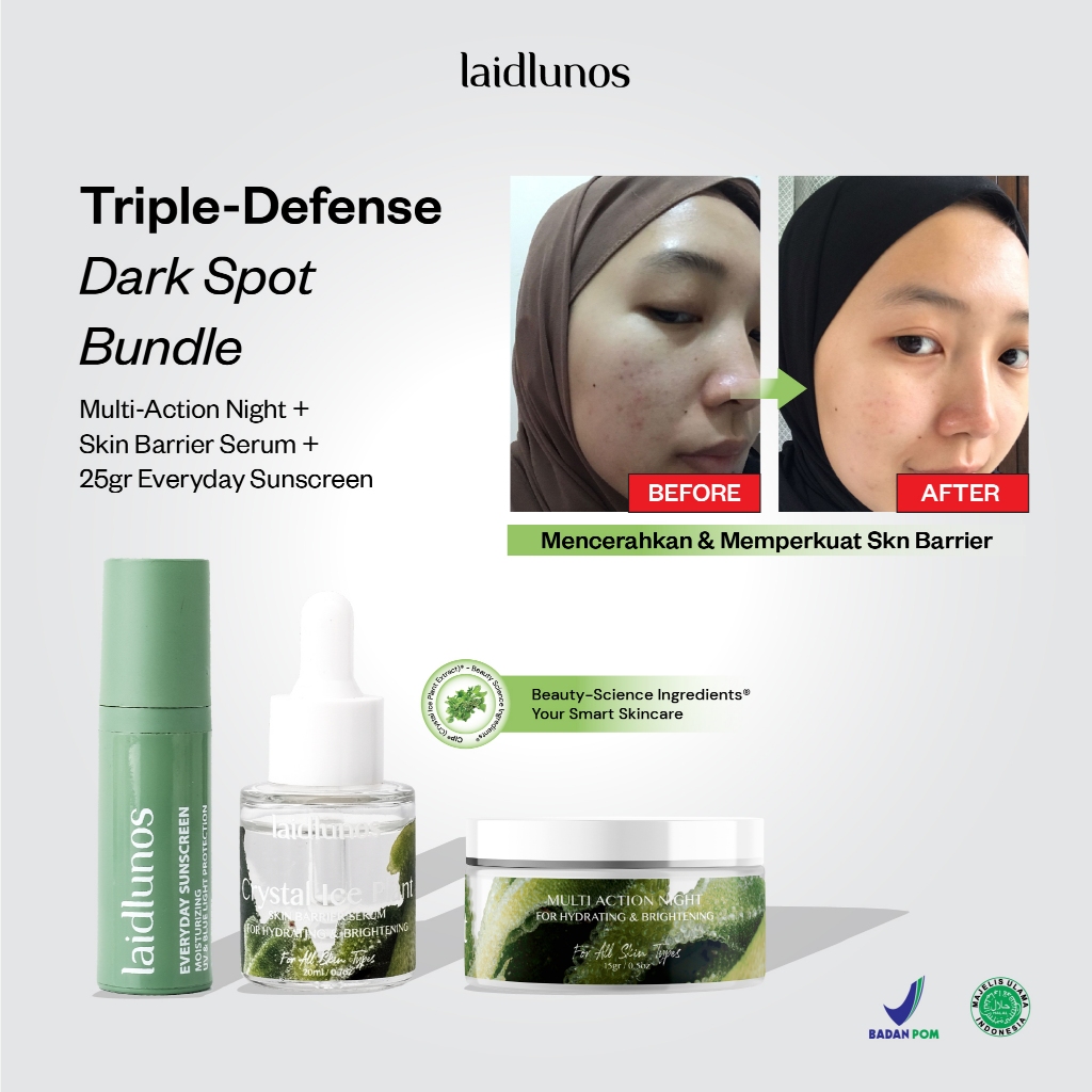 LAIDLUNOS Triple-Defense Dark Spot Bundle - Paket Memudarkan Flek Melasma dan Bekas Jerawat Skincare