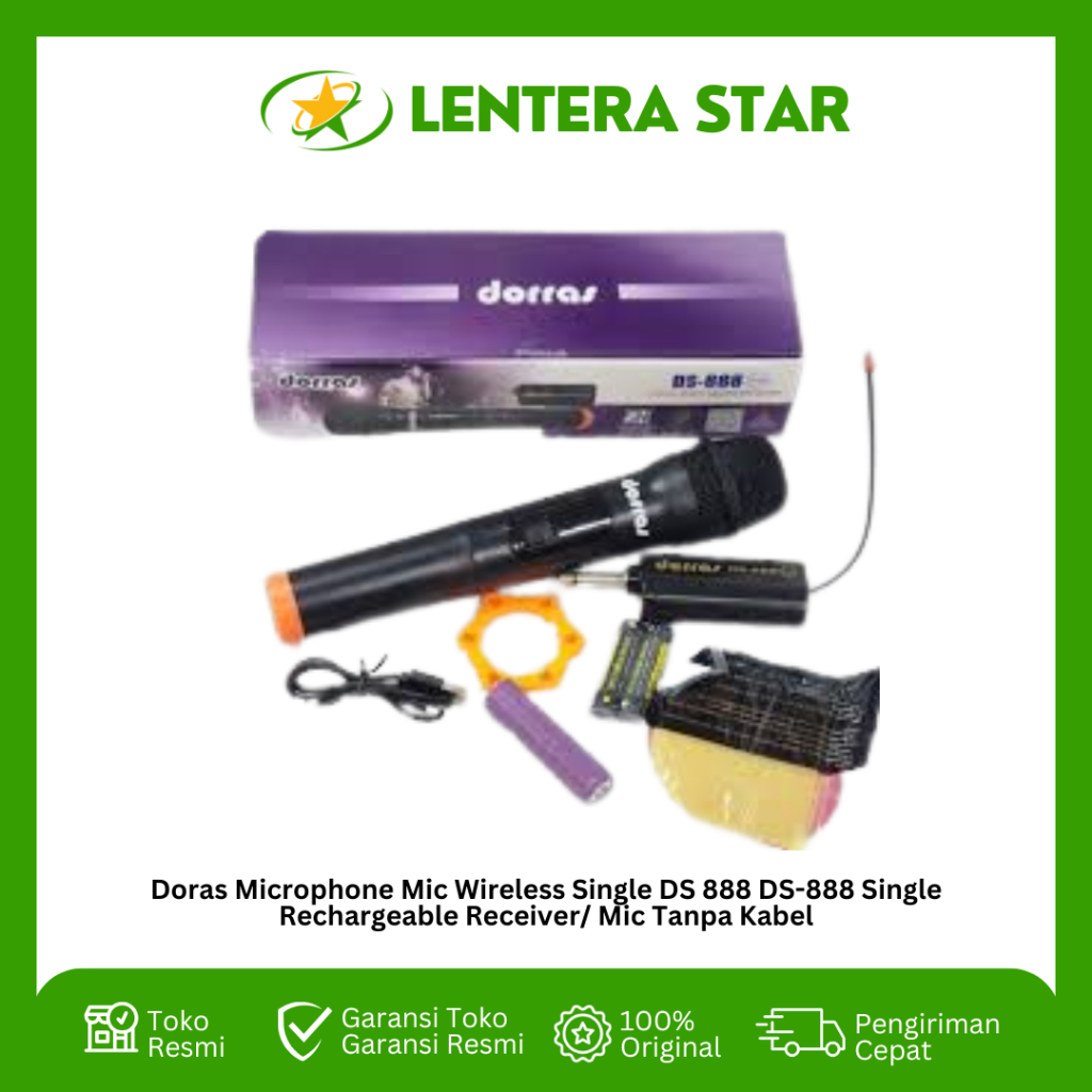 Doras Microphone Mic Wireless Single DS 888 DS-888 Single Rechargeable Receiver/ Mic Tanpa Kabel