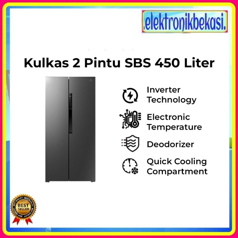 KULKAS POLYTRON SIDE BY SIDE PRS 455 S / KULKS POLYTRON SBS 450 LITER PRS 455 S / POLYTRON PRS 455 S