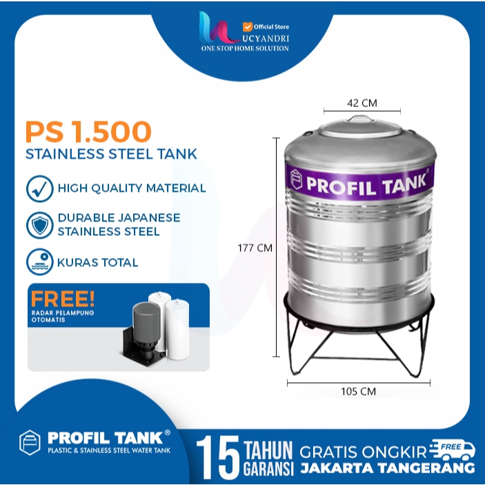 Tangki Air Stainless PS 1500 KAKI  Profil Tank  Tandon Air Toren Air Water Tank