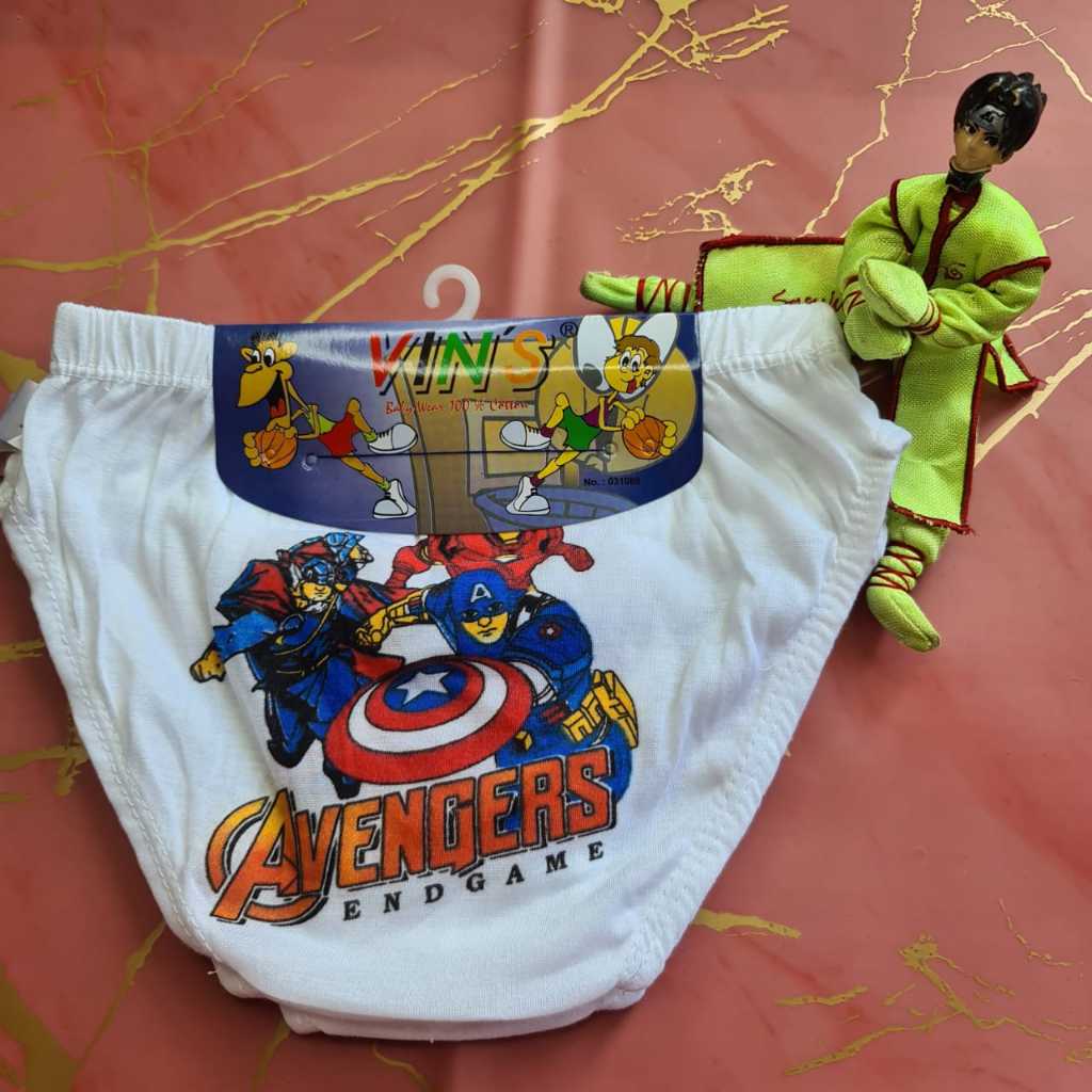 Celana Dalam Anak Laki - Laki Vin - Vin Putih/CD Anak Cowo Vins Jepit Putih Gambar Karakter/M, L, XL