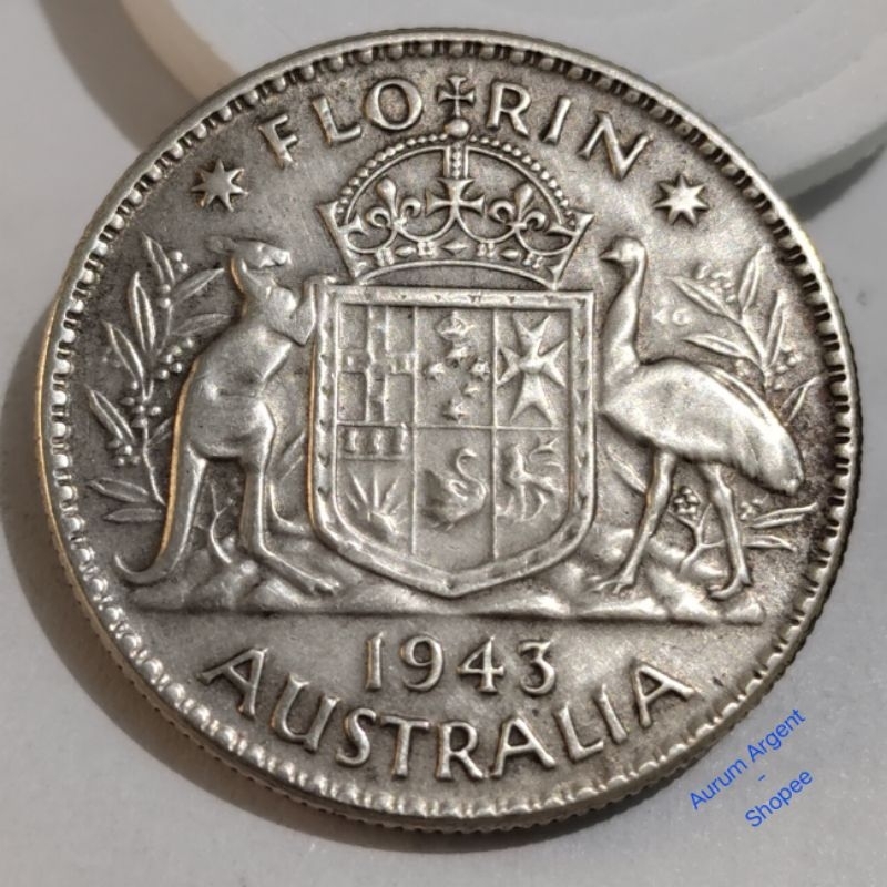 AA.20-- 1 PC KOIN PERAK KUNO ASLI FLORIN GEORGIVS VI TH 1943. -- SILVER COIN ---