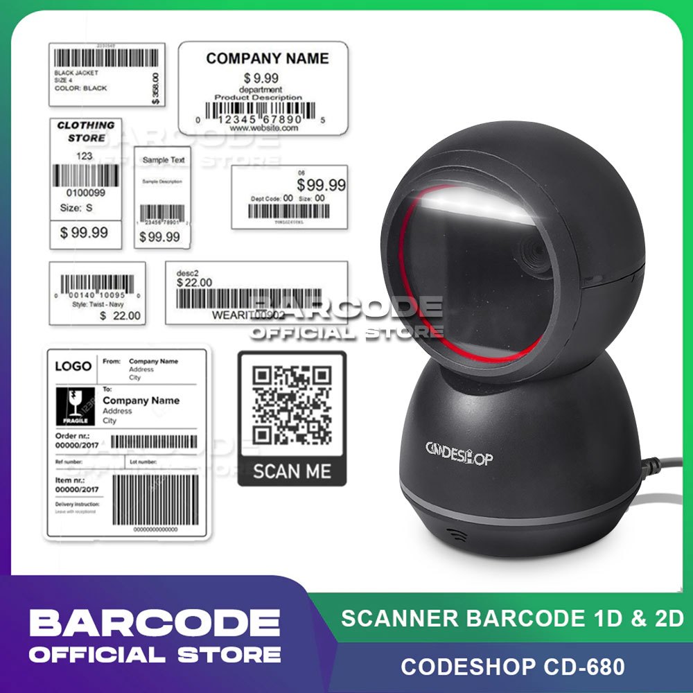 Codeshop CD-680 Scanner Barcode Scan 1 & 2 Dimensi