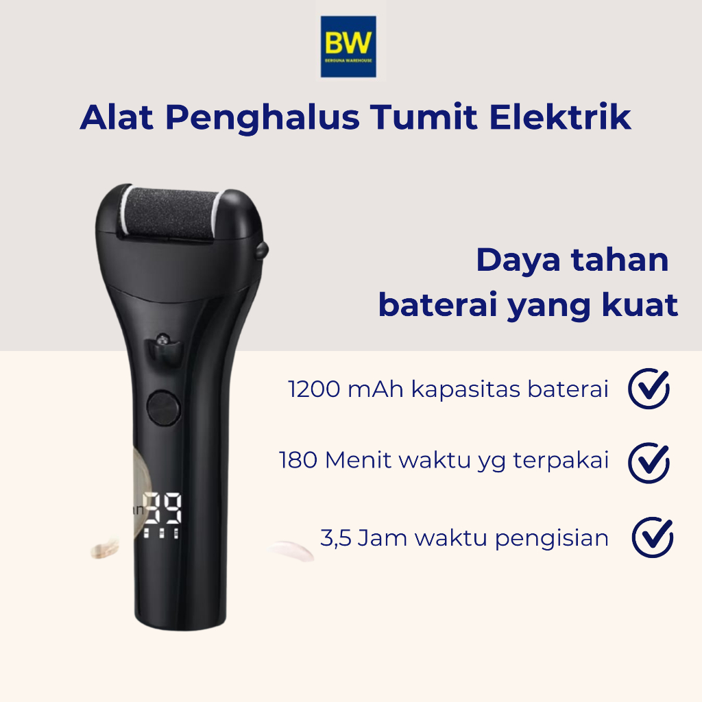 Alat Penghalus Tumit Kaki Pecah / Amplas Penggosok Telapak Elektrik Untuk Kulit Mati Kasar dan Kapal