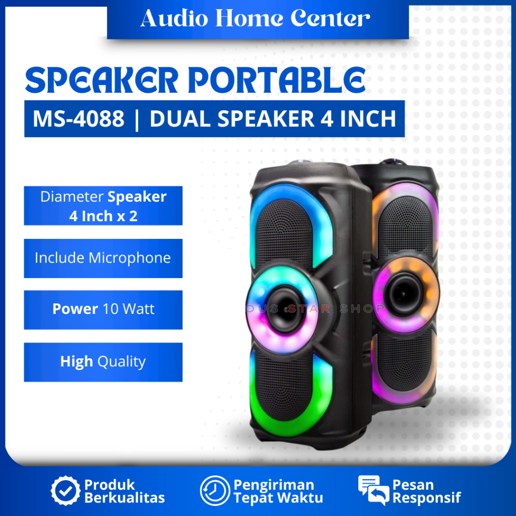 SPEAKER PORTABLE MITSUYAMA MS-4088 FULL BASS SPEAKER BLUETOOTH SPEAKER RUMAHAN SPEAKER DVD KARAOKE