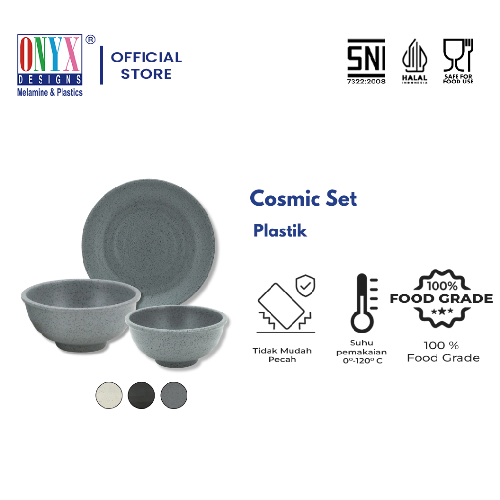 Ucl_gramari - Set Piring Mangkok Makan Melamin Onyx Cosmic Series Peralatan Makan Melamin Cosmic Set