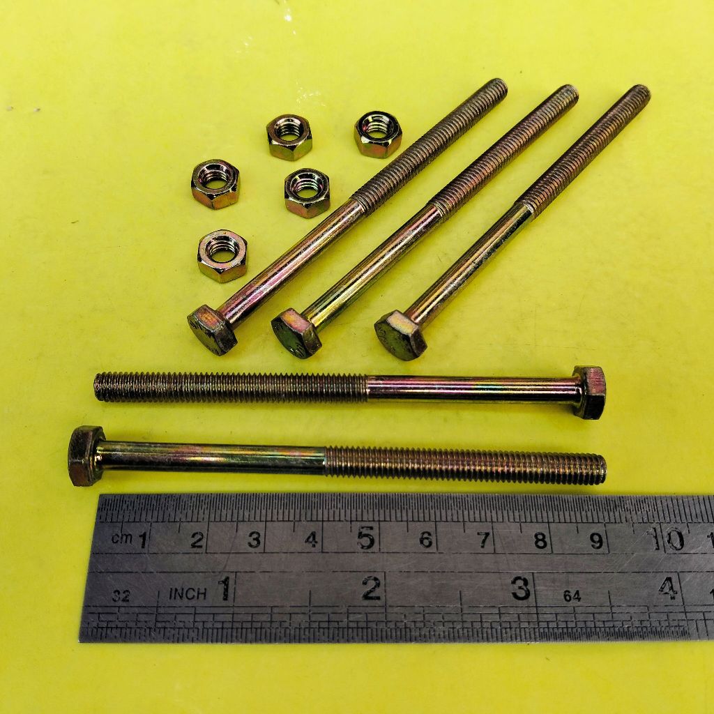 BAUT MUR KUNING M6 X 90 / BAUT 10 KUNCI 10 / BMK M6 X 90 / BAUT M6X90 KUNING / BAUD KUNING M6 X 90 /