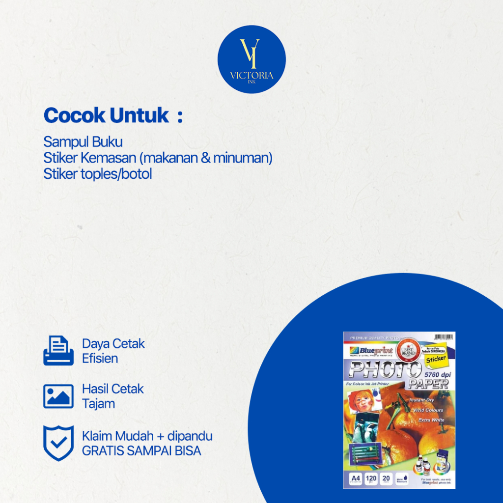 

HJK Kertas Stiker Blueprint A4 120gsm Sticker Blueprint A4 Stiker BP