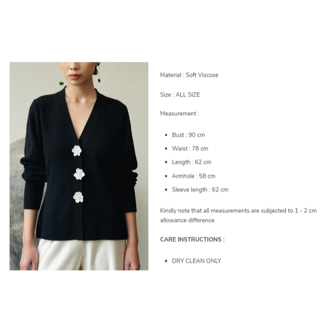 ready DUMA Luna cardigan black koleksi zhen