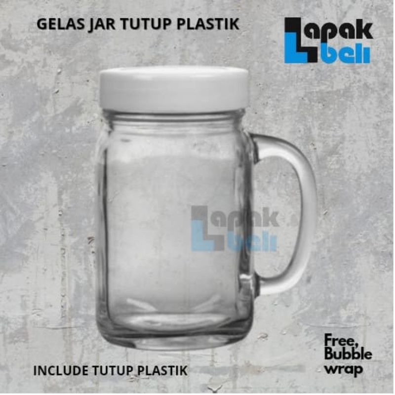 GELAS KACA KEDAUNG JAR TUTUP PLASTIK | HARVEST DRINKING JAR | GELAS MINUM | JAR TUTUP PLASTIK 485ml