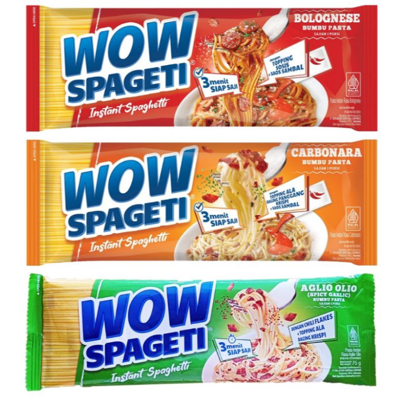 

Wow Spageti Instan Carbonara bolognese garlic mie instant