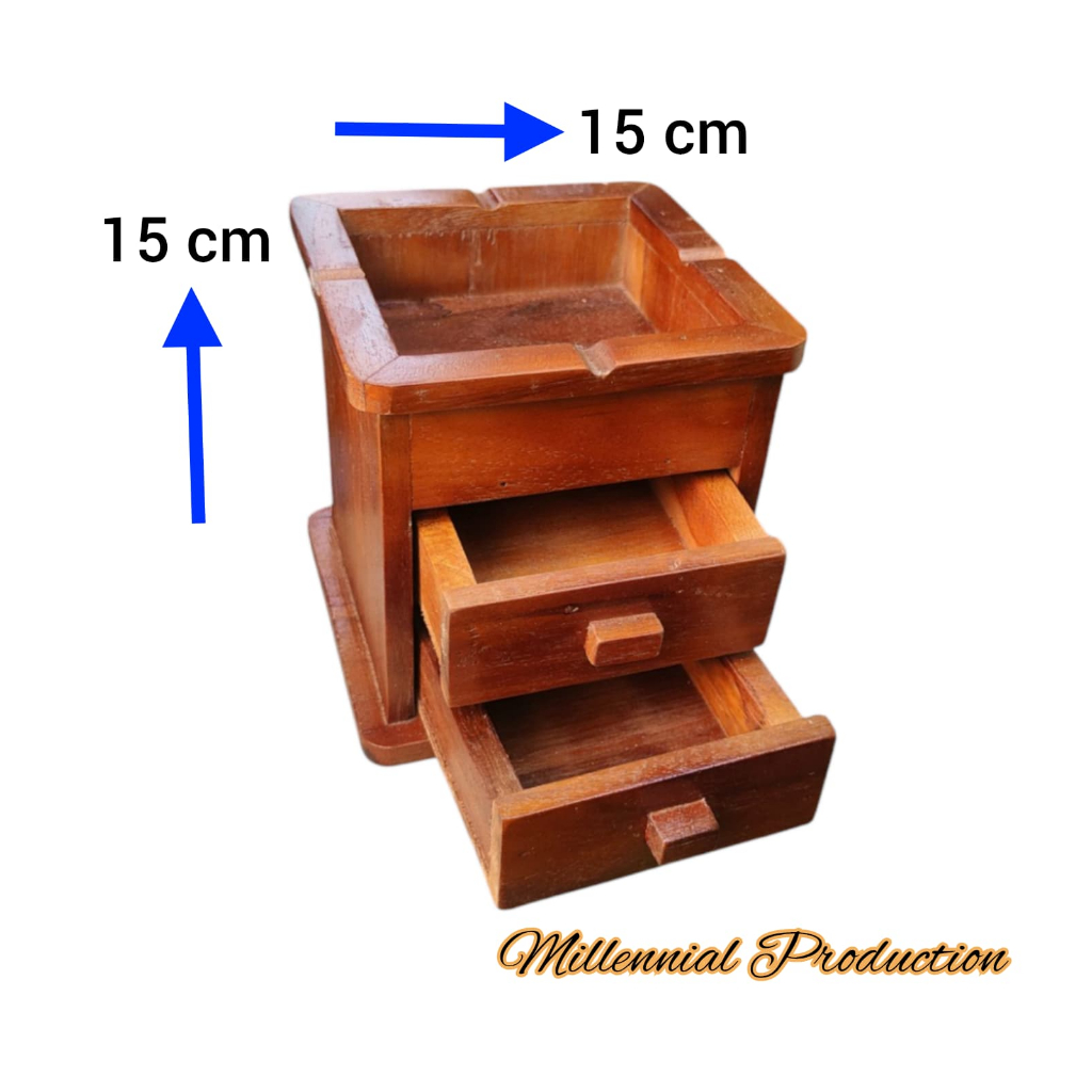Asbak Rak laci Kayu Jati Asli - Premium Quality asbak kuburan