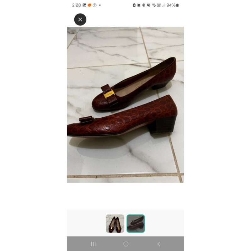 sepatu salvatore ferragamo heels maroon no box