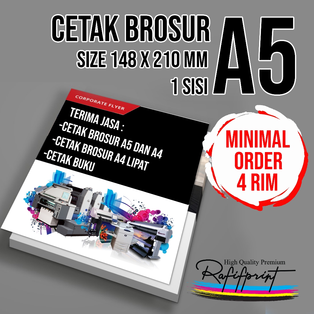 

CETAK BROSUR / FLAYER A5 , COMPRO , CETAK 1 SISI (MINIMAL ORDER 4 RIM )