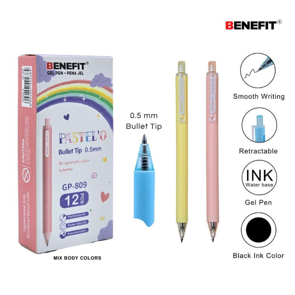 

1 LSN / 12 PCS GEL PEN GP-809 PASTEL'O