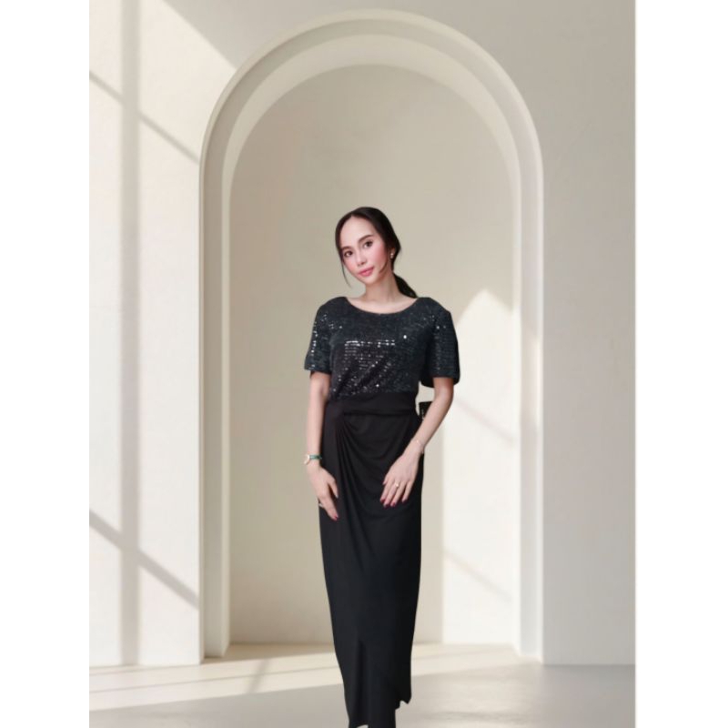 EFS Black Sequin Big Size Dress