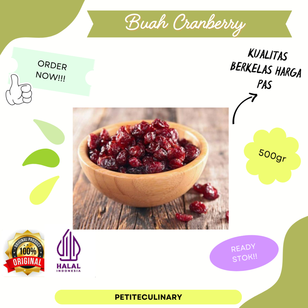 

Petite BUAH CRANBERRY MERAH KERING 500 GR RED DRIED CRANBERRIES HALAL PREMIUM