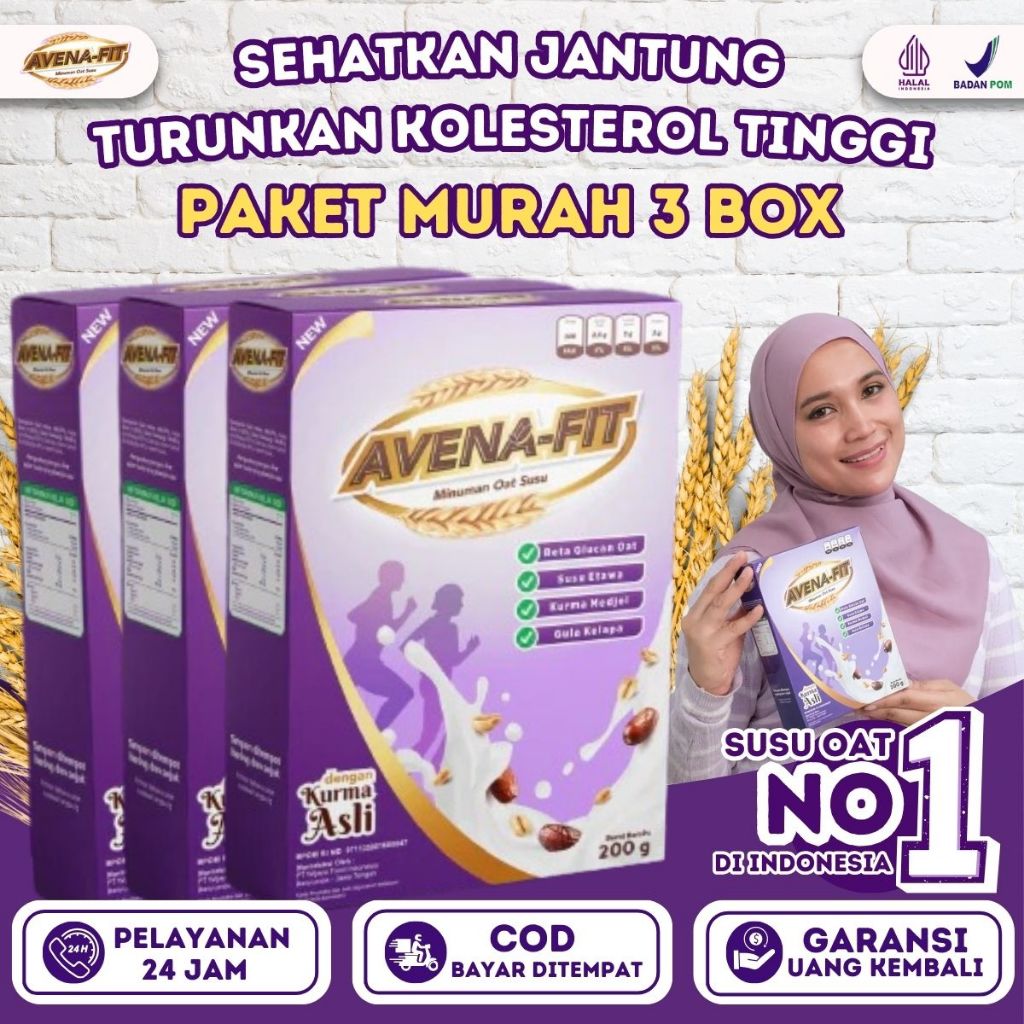 

AVENA-FIT 100% ORIGINAL 3 BOX - Menu Sarapan Sehat Oat Susu Kurma Solusi untuk Kolesterol Tinggi