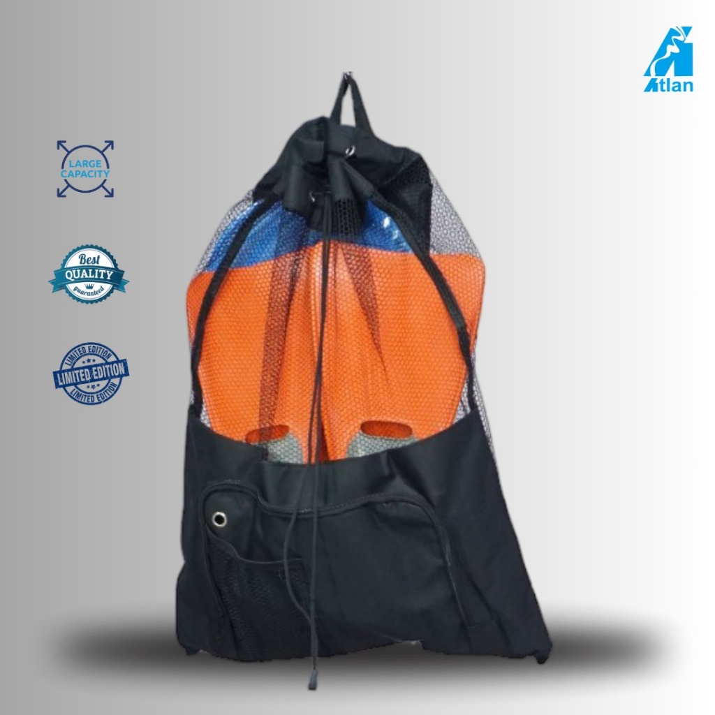 ATLAN Tas Renang Sport Jaring Motif Monothone Black