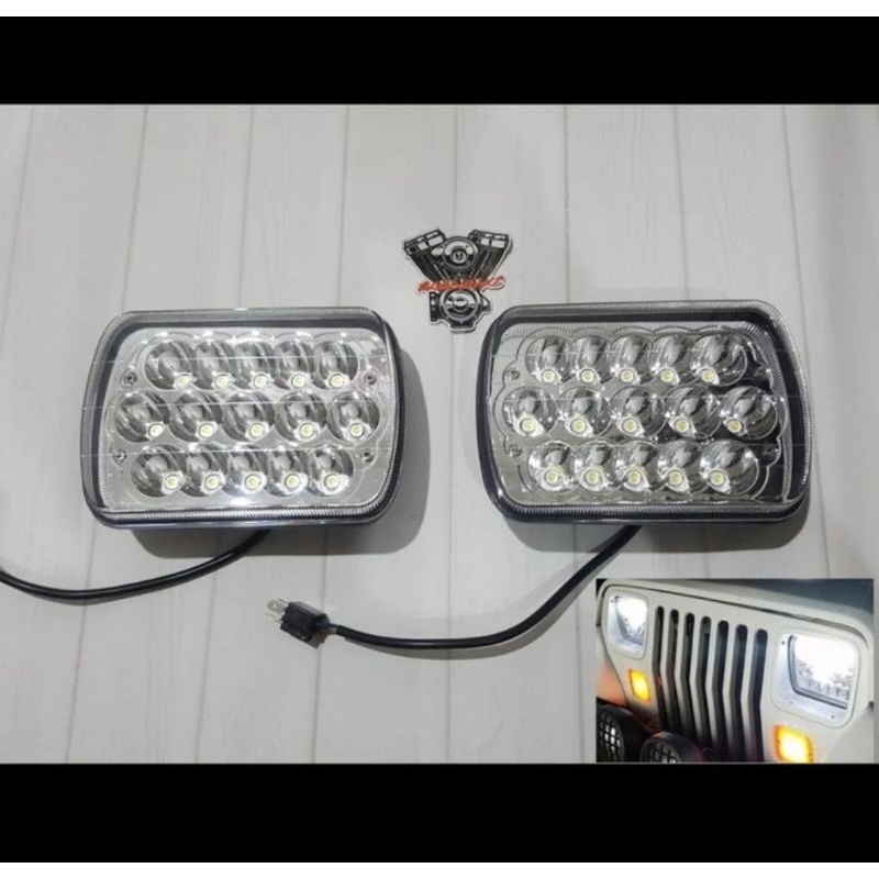 headlamp led kotak 7" jeep cherokee jimny taft feroza sepasang