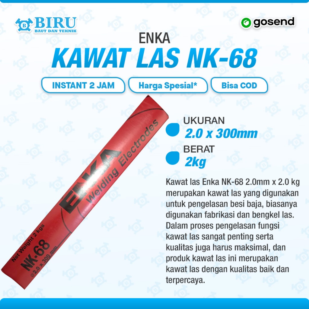 KAWAT LAS LISTRIK WELDING ELECTRODES ELEKTRODA ENKA NK 68 NK68 2 MM