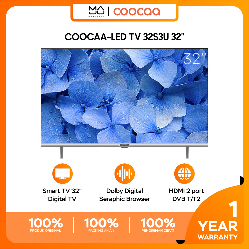 [FREE BRACKET] Smart LED TV Coocaa 32 Inch (COOCAA 32S3U) - Garansi Resmi