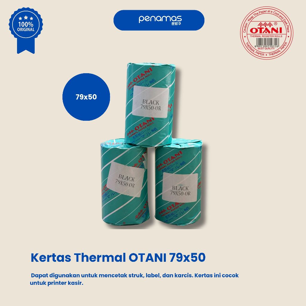 

Kertas Struk Thermal Otani 79x50 / Kertas Thermal Otani 79x50/1ROLL