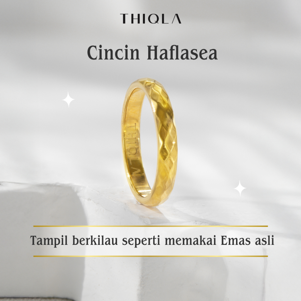 THIQLA - Cincin Tipis HAFLASEA - Cincin Kecil Elegan Mirip Cincin Emas Asli - Bisa Cincin Lamaran Wa